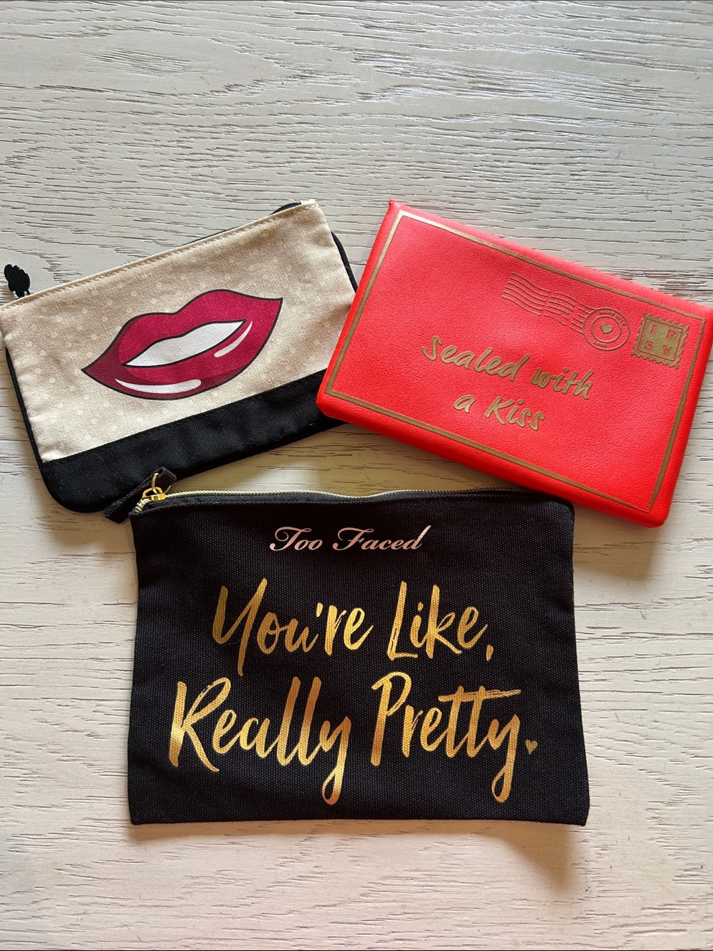 Too Faced & IPSY Black Cosmetic Pouch Bundle